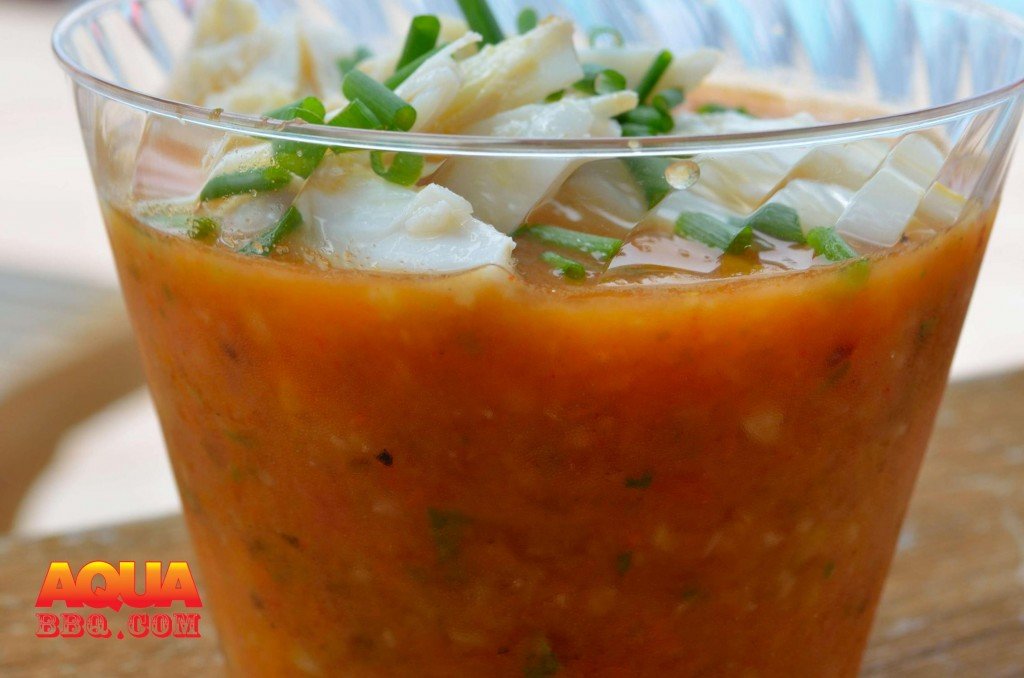 Roasted Vegetable Gazpacho with Lump Crab Meat